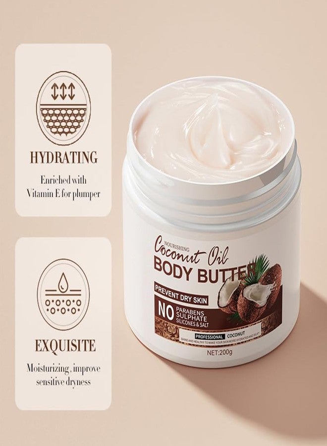 Grospe Coconut Body Butter for Dry Skin, Hand & Body Moisturizer with Organic Coconut Oil, Body Moisturizer for Smooth and Radiant Skin, 24-Hour Moisture Skin Care Coco Butter Body Lotion - Image 2